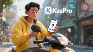 Driver Maxim melihat saldo KasPro tidak muncul di aplikasi melalui smartphone