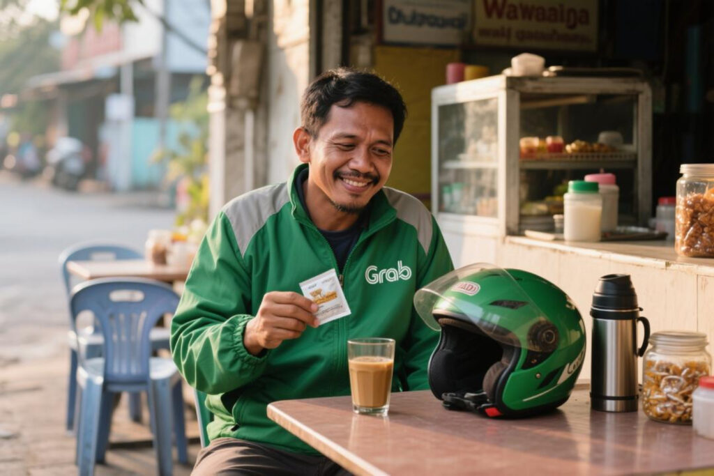 Pak Budi Usia 35 Tahun Seorang Driver Grab Ojol atau Ojek Online